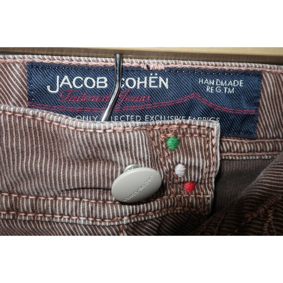 Jacob Cohen Men's Brown Jeans Size 37 X 34 Slim Ribbed Comfort Stretch Striped - Picture 7 of 14